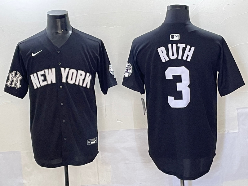 Men 2025 New York Yankees #3 Ruth black Nike MLB Jersey style 7250011->new york yankees->MLB Jersey